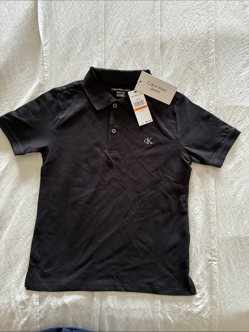 Calvin Klein Jeans Black Boys' Polo with CK Embroidery